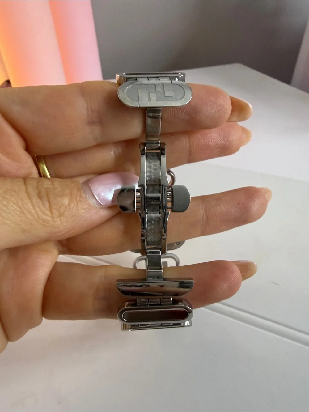 Fendi Two-Tone Gold and Silver Oval Dial Bracelet Watch